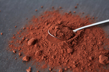 Organic dry cocoa powder pile