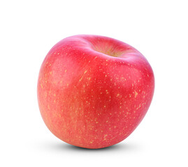 Whole fresh red apple isolated on white background.