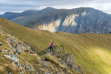 Fototapeta na wymiar Mountain climbing in Snowdonia National Park, North Wales