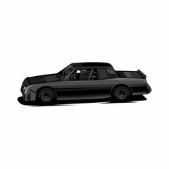black car illustration side view