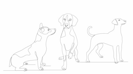 dog drawing by one continuous line, vector
