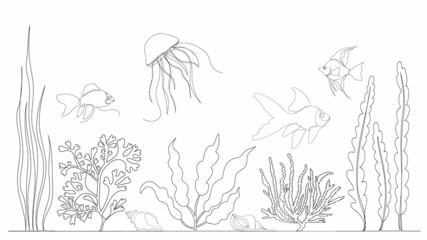 sea one continuous line, vector, isolated © zolotons