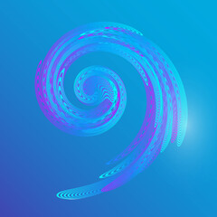 Abstract dynamic semisphere formed of blue and purple lines