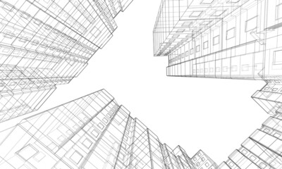 Wire-frame model of a multi-storey building