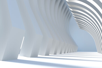 Architecture background geometric arched interior 3d rendering, 3d illustration
