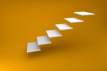 Concept of building success foundation. step stair, Success in business growth concept on pastel blue background. 3D rendering. 3D illustration
