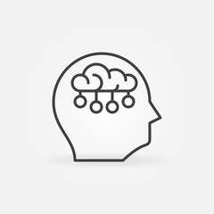 Vector Human Head and Brain Neuron Connections outline icon