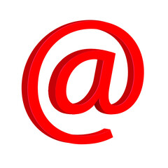 3D red Email symbol isolated on a white background