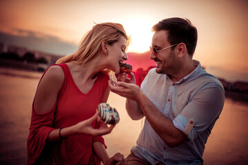 Couple have fun outdoors