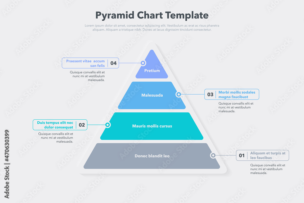 Poster Pyramid graph template with four colorful steps. Easy to use for your website or presentation.