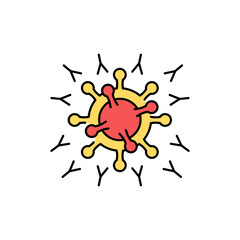 Antibodies attacking viruscolor line icon. Human diseases.