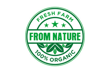 100% Organic Natural Badge Label Seal Sticker logo design