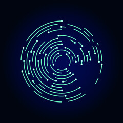 vector of intermittent neon circle. flat image of neon circles
