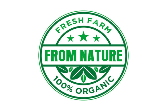100% Organic Natural Badge Label Seal Sticker logo design