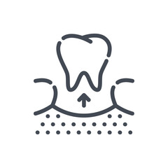 Removal of a tooth line icon. Tooth extraction vector outline sign.