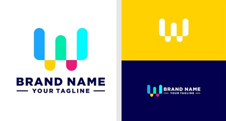 LETTER W LOGO GRAPHIC CHART MODERN EDITABLE