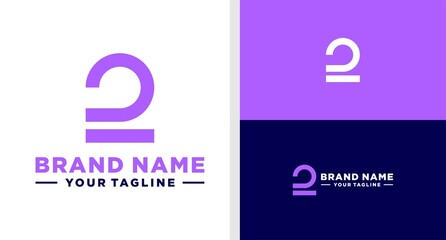 NUMBER TWO LOGO GEOMETRIC UNIQUE UNUSUAL EDITABLE