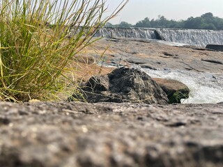 Dam built in the river and flowing beautiful water, Dang Gujarat