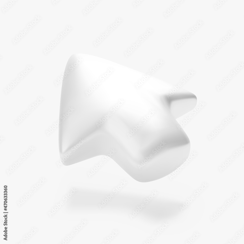 Poster white arrow. computer pointer or mouse cursor with shadow. white volume left arrow isolated on white