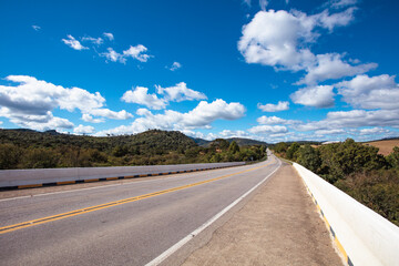 Rural landscape with highway in southern Brazil.