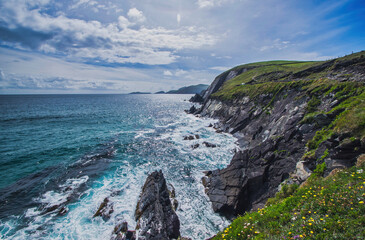 Ring of Kerry, Wild Atlantic Way, West Ireland, scenic coastal road, Around the Iveragh Peninsula in the southwest of Ireland                                                                          