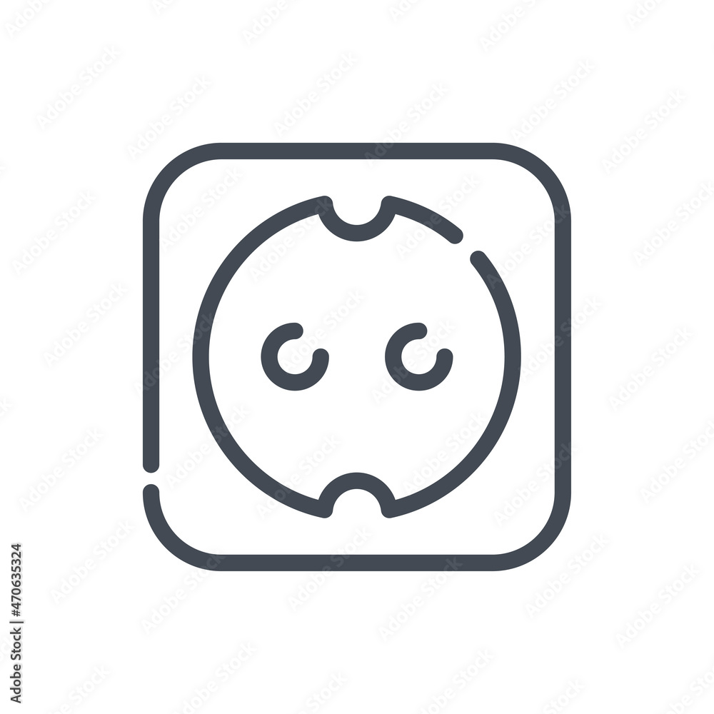 Wall mural electrical outlet line icon. electric socket vector outline sign.