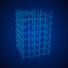 Building under construction. Build house construct in process. Wireframe low poly mesh vector illustration