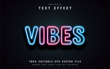 Fototapeta na wymiar Vibes Neon Text Effect