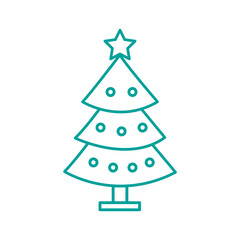 Fototapeta premium Modern line art vector chrismas tree illustration, for banner, social media, website, mobile app, or printed design