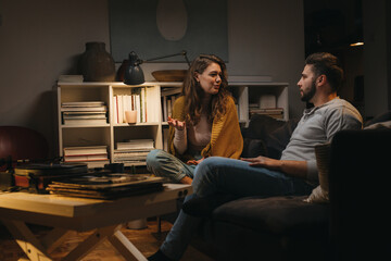 happy young couple enjoying time at home