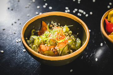 Perfect Sushi Japanese Asian Seafood Food Dish Drink Cocktail Dessert Menu Gourmet Restaurant Chef on Dark Background