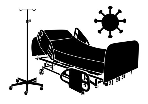 black hospital bed and virus clip art preview