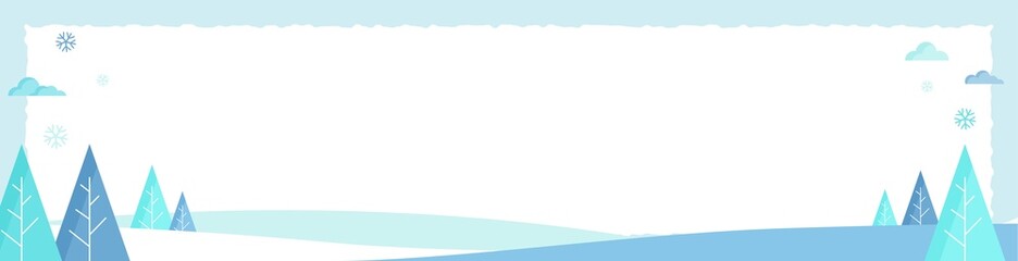 겨울 나무와 언덕이 있는 푸른 배경 프레임.