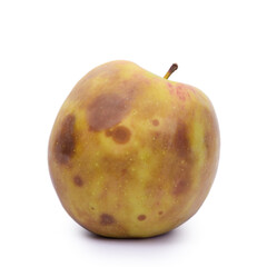 Yellow rotten apple isolated