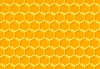 Abstract geometric seamless pattern with yellow hexagonal lattice cells. Vector illustration