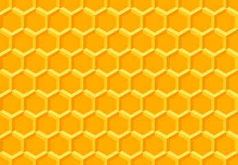 Abstract geometric seamless pattern with yellow hexagonal lattice cells. Vector illustration