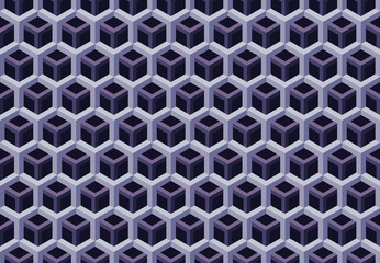 Abstract geometric seamless pattern with layered gray hexagonal lattice cells. Vector illustration - obrazy, fototapety, plakaty