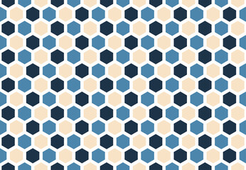 Abstract geometric seamless mosaic pattern with white and gray hexagons. Vector background