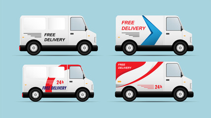 fast and Free delivery service illustration vector, free and fast food delivery with van for website, banner, flyer business in modern flat style design 