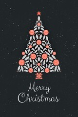 christmas-tree greeting card for print.  xmas elements and decorations.  Corporate Holiday cards, Christmas ornament