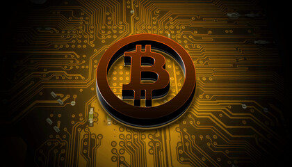 cryptocurrency coin on colorful background, cryptocurrency concept