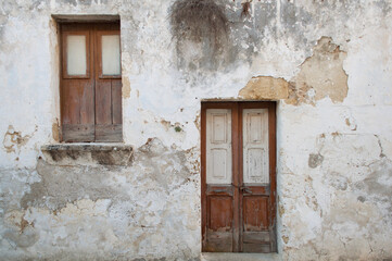 Old Wooden Door and Window. Salento, Italy