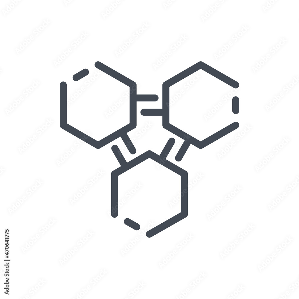 Poster hex shape structure formula line icon. chemical element and structure vector outline sign.