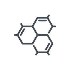 Hex shape structure formula line icon. Chemical element and structure vector outline sign.