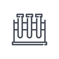 Stand with test tubes line icon. Laboratory equipment and glassware vector outline sign.