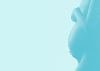  femme enceinte fond bleu affiche