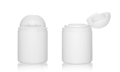 White medical bottles, isolated on white background