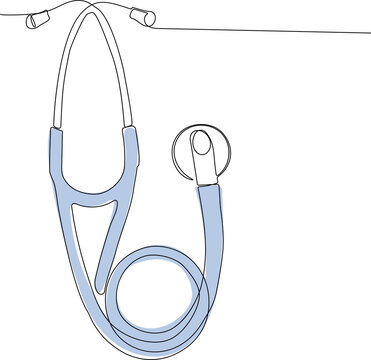Continuous line vector illustration of kardiologichnij stetoskop doctor ld  cardio. Medecine tools. Minimal concept. Vector illustration Stock Vector |  Adobe Stock