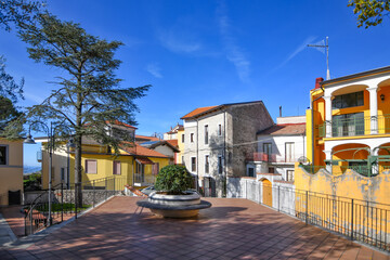 Obraz premium The small square of Trentinara, a small village in the mountains of the province of Salerno, Italy.