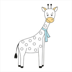 vector drawing of a cute giraffe for children, isolated